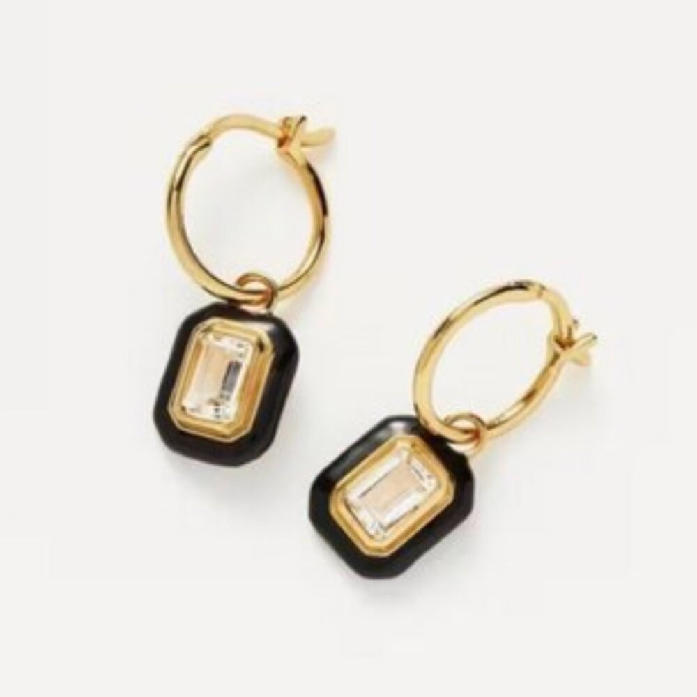 Missoma Enamel and Stone Charm Huggies 18ct Gold Vermeil